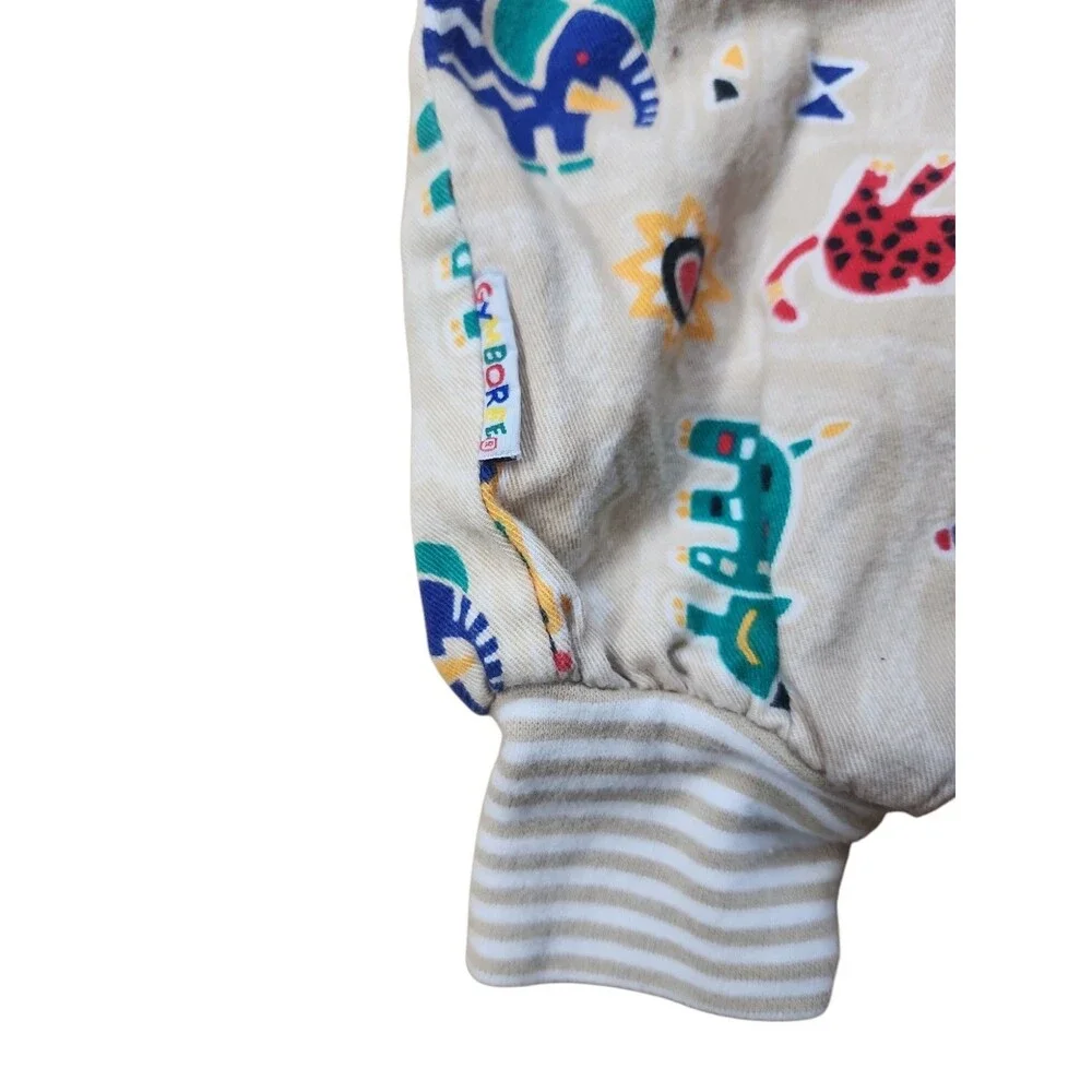 Gymboree Vintage 90s Overalls Size Infant Khaki Cotton Multicolor Animal Novelty